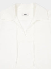 Commas White Tie Crochet Trim Linen Shirt