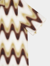 Commas Cream and Brown Shirt Slim Fit Wave Gradient Linen