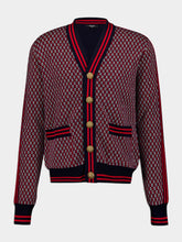 Balmain Monogram-Print Checked Wool Cardigan