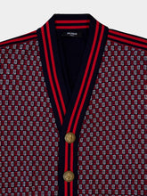 Balmain Monogram-Print Checked Wool Cardigan