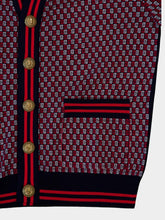 Balmain Monogram-Print Checked Wool Cardigan