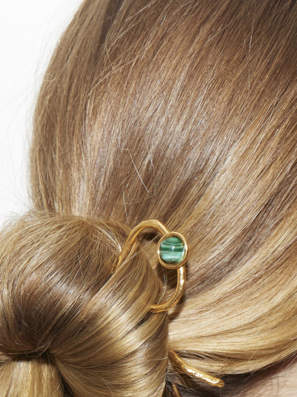 Gold Wave Malachite Hair Pin