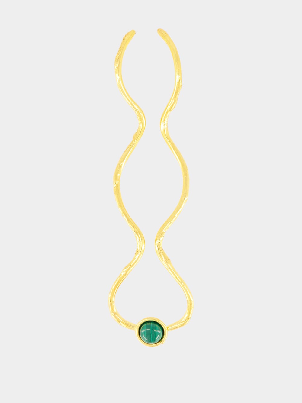 Gold Wave Malachite Hair Pin