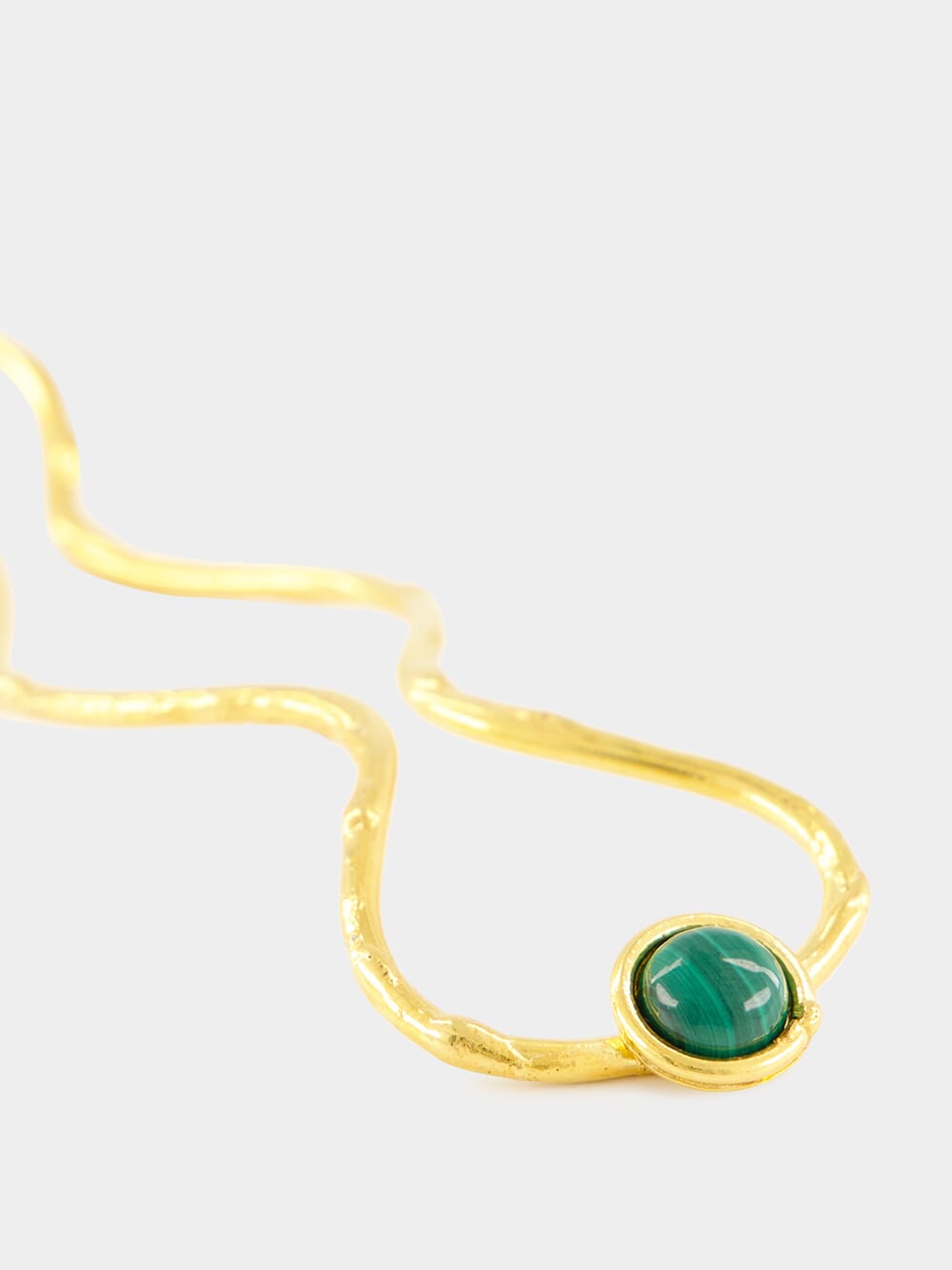 Gold Wave Malachite Hair Pin