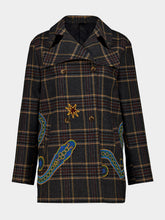 Paula Hazel Check Houndstooth Embroidered Coat