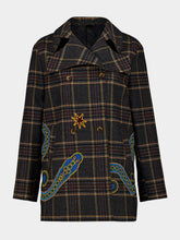 Paula Hazel Check Houndstooth Embroidered Coat