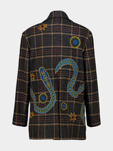 Paula Hazel Check Houndstooth Embroidered Coat