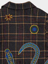 Paula Hazel Check Houndstooth Embroidered Coat