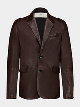 Ami Paris Dark Coffee Leather Blazer