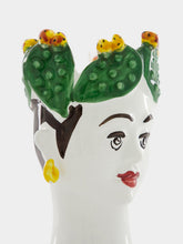 Les Ottomans Hand-Painted Ceramic Candle Woman with Cactus