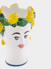 Les Ottomans Hand-Painted Ceramic Candle Women with Lemon