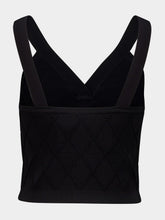 Balmain Black Quilted Knit V-Neck Top