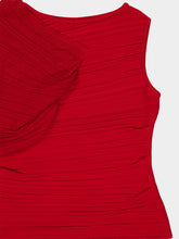 Balmain Red Asymmetrical Draped Viscose Top