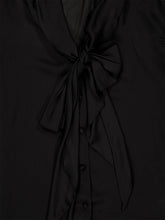 Balmain Black Silk Tie-Neck Blouse