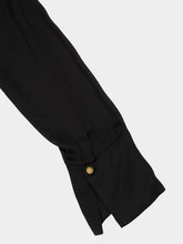 Balmain Black Silk Tie-Neck Blouse