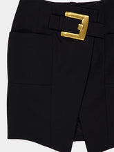 Balmain Black Short Grain de Poudre Skirt