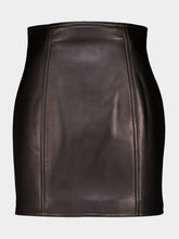 Balmain Black High-Waist Leather Mini Skirt