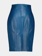 Balmain Blue Zipped Lambskin Skirt