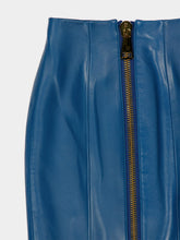 Balmain Blue Zipped Lambskin Skirt