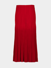 Balmain Rouge Carmin Pleated Viscose Midi Skirt