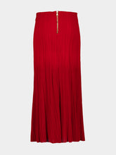 Balmain Rouge Carmin Pleated Viscose Midi Skirt