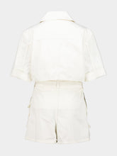 Balmain White Belted Denim Playsuit