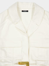 Balmain White Belted Denim Playsuit