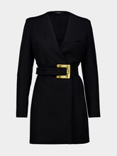 Balmain Black Mini Belted Dress