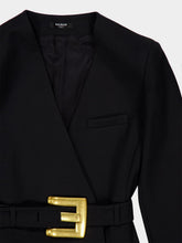 Balmain Black Mini Belted Dress