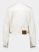 Balmain White Round Collar Denim Jacket