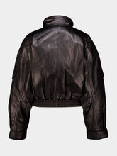 Balmain Black Lambskin Cropped Bomber Jacket