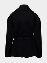 Balmain Black Belted Wool Pea Coat