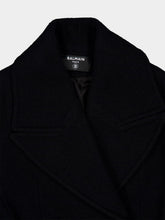 Balmain Black Belted Wool Pea Coat
