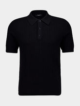 Balmain Black Monogram Knit Polo Shirt