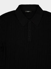 Balmain Black Monogram Knit Polo Shirt