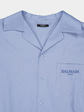 Balmain Blue Vintage Herringbone Poplin Shirt