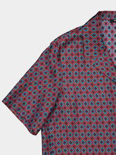 Balmain Red Tie Print Silk Short-Sleeve Shirt