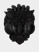 Natalia Brilli Black Handcrafted Raffia Decorative Mask with Shells