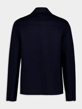 Ami Paris Navy Blue Wool-Cashmere Buttoned Jacket