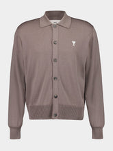 Ami Paris Taupe Buttoned Merino Wool Cardigan