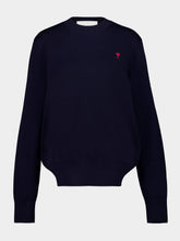 Ami Paris Navy Blue Ami De Coeur Wool Sweater