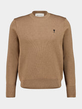 Ami Paris Camel Chine Merino Wool Crewneck Sweater