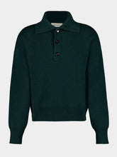 Ami Paris Bottle Green Buttoned Collar Wool Jumper