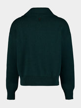 Ami Paris Bottle Green Buttoned Collar Wool Jumper
