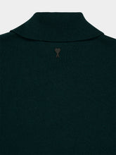 Ami Paris Bottle Green Buttoned Collar Wool Jumper
