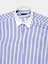 Tom Ford White and Blue Cotton Stripe Shirt