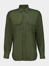 Tom Ford Green Wood Cotton Silk Washed Twill Military Shirt
