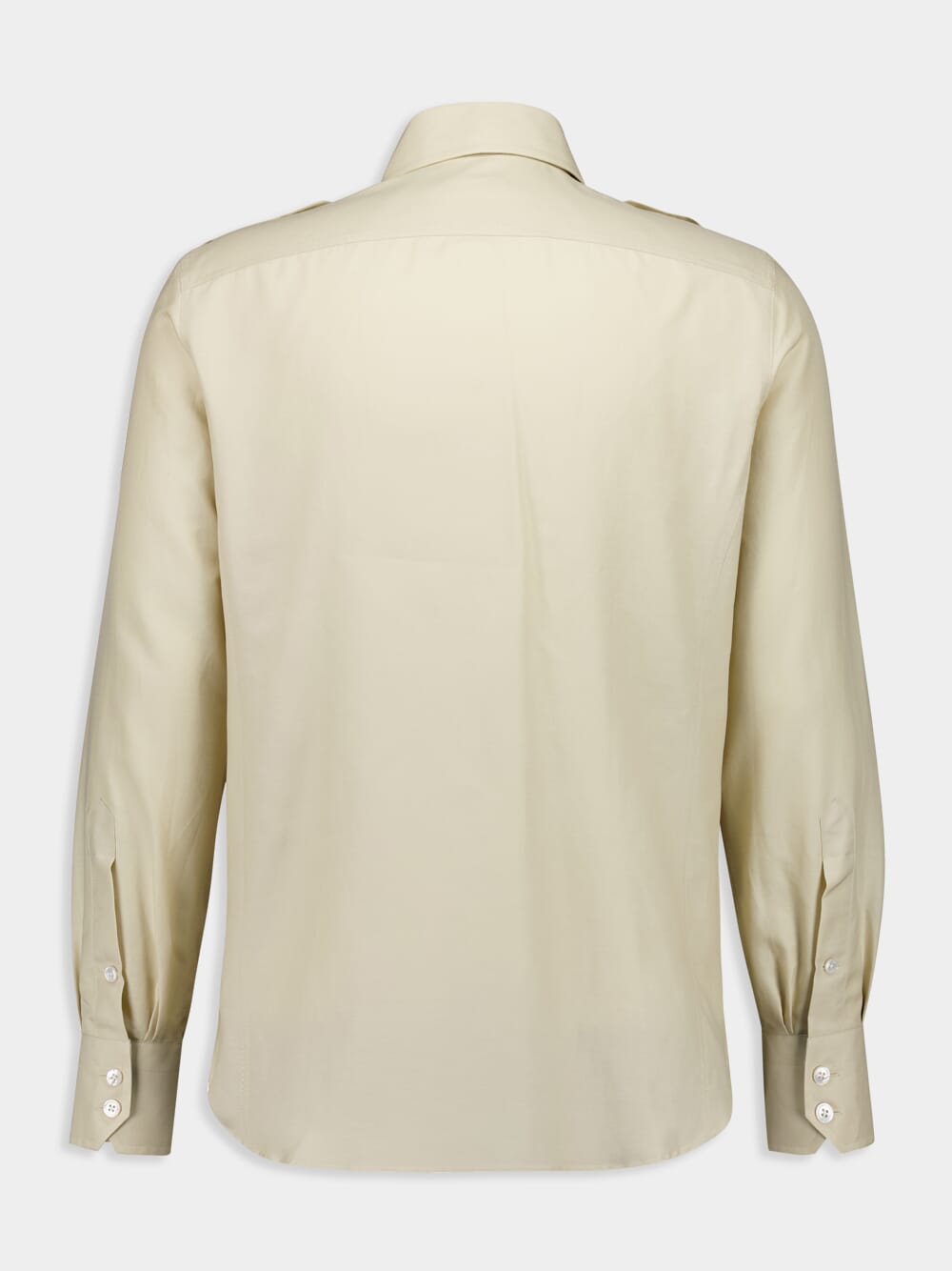 Beige Cotton Silk Military Shirt