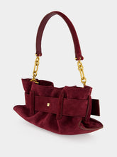 Balmain Red Anthem Mini Suede Bag
