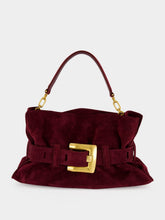 Balmain Burgundy Anthem Medium Suede Leather Bag